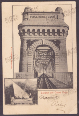 5182 - CERNAVODA, Dobrogea, bridge CAROL I, Litho - old postcard - used - 1901 foto