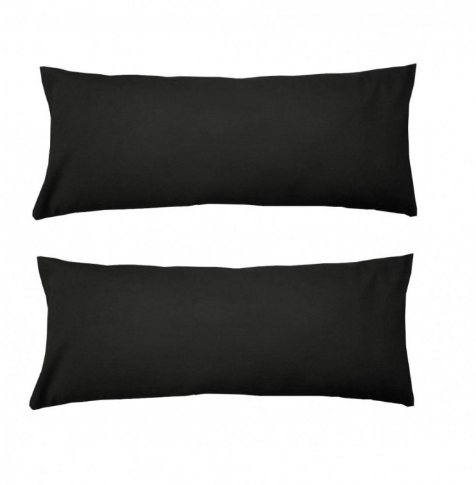 Set 2 Perne cervicale dreptunghiulare, 50 x 20cm, pline cu Puf Mania Relax, culoare negru