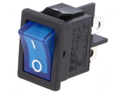 Rocker DPST ON-OFF 6A/250VAC cu lampă neon albastră foto