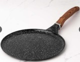 Tigaie clatite pizza aluminiu turnat, 24x1.5 cm, acoperire ceramica, maner soft touch, inductie, Goldmann