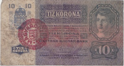 AUSTRIA UNGARIA 10 COROANE KRONEN KORONA 1915 UZATA MAGYARORSZAG foto