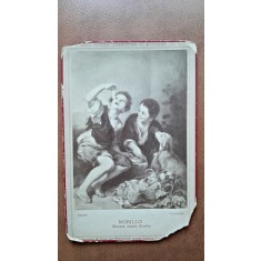 Fotografie pe carton, 2 copii si un caine, inceput de secol XX