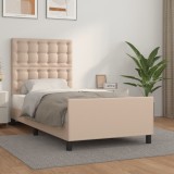 VidaXL Cadru de pat cu tăblie, cappuccino, 100x200 cm, piele ecologică 3125560