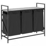 Cos de rufe 3 compartimente cu raft sonoma gri, DKD Home Decor