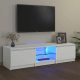 Comodă TV cu lumini LED, alb, 140x40x36 cm