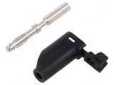 Mufă banană 4mm 16A neagră cablu max 4mm