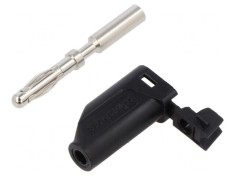 Mufă banană 4mm 16A neagră cablu max 4mm