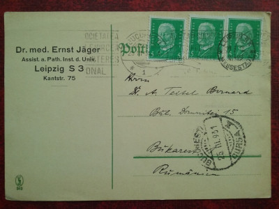 1931-C.P.circ-Leipzig-Bucuresti-Antet societatea Principele Mircea-RARA foto