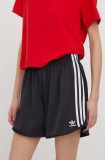 Adidas Originals pantaloni scurți femei, culoarea negru, cu imprimeu, high waist IU2528