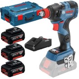 Bosch GDX 18V-200 C + 0615990L3T - Masina de insurubat cu impact 200 Nm M4-M14 + Set 3 acumulatori si incarcator Li-Ion 18 V 5 Ah valiza speciala