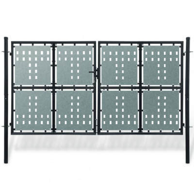 vidaXL Poartă de gard cu o ușă, negru, 300x225 cm foto