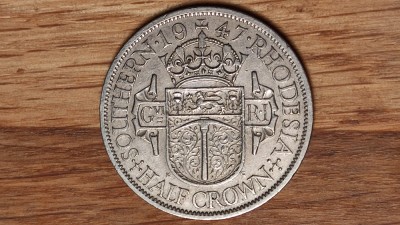 R08 Southern Rhodesia - de Sud - bijuterie exotica - 1/2 half crown 1947 - an unic ! foto