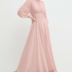 Nissa rochie culoarea roz, maxi, evazați, RS14870