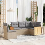 vidaXL Set canapele de grădină cu perne, 5 piese, bej, poliratan 3227655
