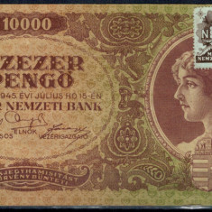 Ungaria 1945 - 10.000 pengo, cu timbru MNB, circulata