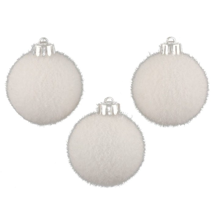 Set 3 globuri de Craciun Atmosphera, efect gheata, diametru 6 cm, alb Household NewTrend