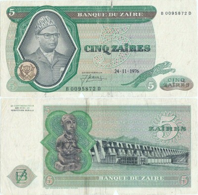 1976 ( 24 XI ) , 5 za&amp;iuml;res ( P-21a.4 ) - Zair foto