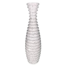 Vaza decorativa eleganta cu dungi orizontale si gatul ingust. din ceramica, 60 cm, Alb, 780H-2 foto