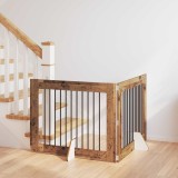 vidaXL Poartă pentru c&acirc;ini cu suporturi 2 pcs Lemn vechi 100 x 80 cm 892059