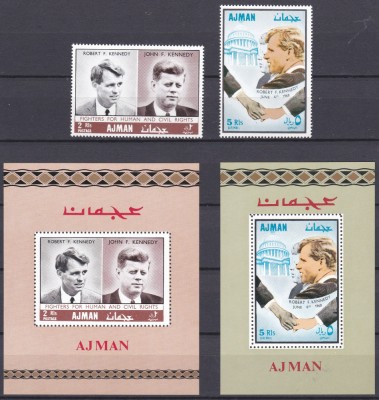 DB1 Ajman Personalitati Kennedy 2 v. + 2 SS MNH foto