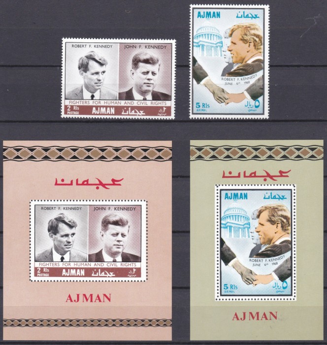 DB1 Ajman Personalitati Kennedy 2 v. + 2 SS MNH