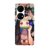 Husa compatibila cu Huawei P50 Pro model Nezuko Kamado Demon Slayer, Silicon, TPU, Viceversa, Transparent, Carcasa