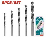 TOTAL - SET BURGHIU SPIRALA PENTRU LEMN: 5BUC PowerTool TopQuality