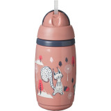 Tommee Tippee Superstar Insulated Straw ceasca cu pai pentru copii 12m+ Pink 266 ml