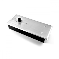 Amortizor usa sticla, din inox, AISI 304, finisaj satinat, fixare in pardoseala, blocare la 90 grade, unghi deschidere 130 grade