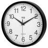Ceas de perete Teesa 25cm, cadran alb cu cifre arabe mari, mecanism quartz, analogic, alb/negru