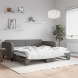 Cumpara ieftin Pat de zi cu extensie, gri &icirc;nchis, 100x200 cm, textil