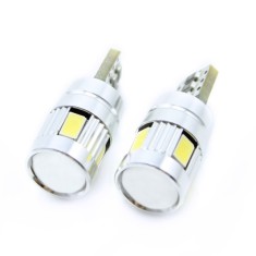 Set 2 becuri LED pentru plafoniera Carguard, 3 W, 12 V, 180 lm, 6000 K, tip COB, T10, Alb xenon