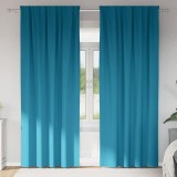 Perdele cu perdele 2 pcs Turcoaz 260 x 140 cm Poliester