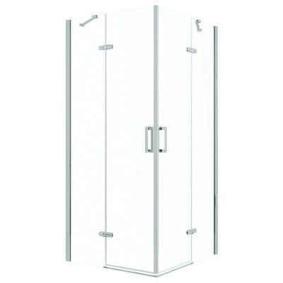 Cabină de duș pătrată Flow Chrome cu ușă batantă 80 cm foto