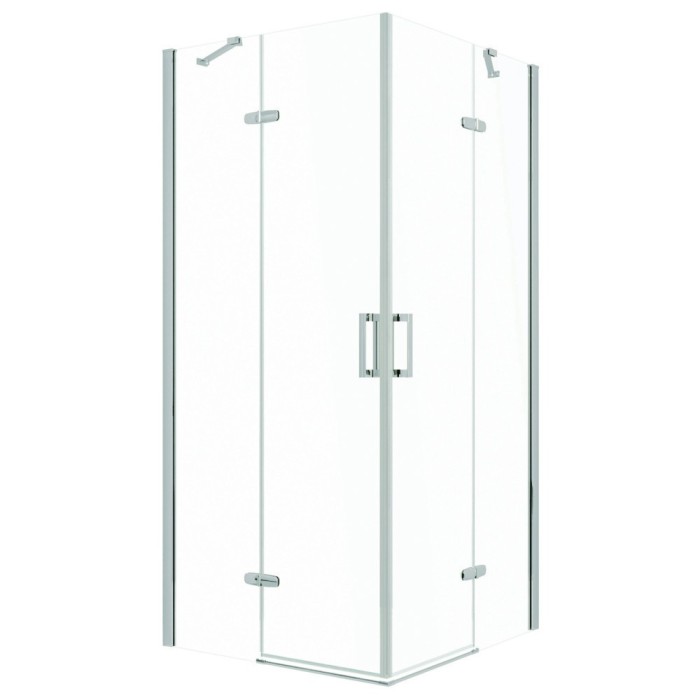 Cabină de duș pătrată Flow Chrome cu ușă batantă 80 cm