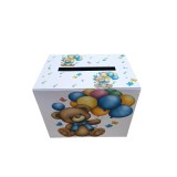 Cumpara ieftin Cutie Dar Botez, Alba cu Ursulet si Baloane Albastre - CDB14