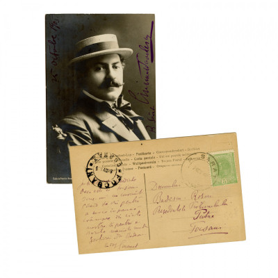 Cincinat Pavelescu, carte poștală fotografică, cu semnătură olografă foto
