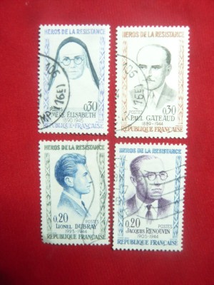 Serie- Eroi ai Rezistentei Franta 1961 ,4 valori stampilate foto