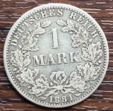 (A247) MONEDA DIN ARGINT GERMANIA - 1 MARK 1881, LIT. A, NECURATATA