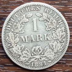 (A247) MONEDA DIN ARGINT GERMANIA - 1 MARK 1881, LIT. A, NECURATATA