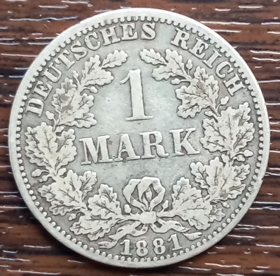 (A247) MONEDA DIN ARGINT GERMANIA - 1 MARK 1881, LIT. A, NECURATATA foto