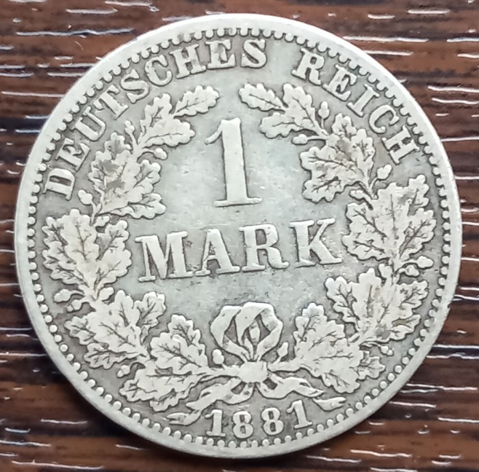 (A247) MONEDA DIN ARGINT GERMANIA - 1 MARK 1881, LIT. A, NECURATATA