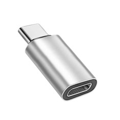 Adaptor Fast Charging, Lightning / Type-C, Redare muzica, Transfer date, 5A, Argintiu