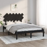 vidaXL Cadru de pat dublu 4FT6, negru, 135x190 cm, lemn masiv