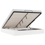Cumpara ieftin Cadru de pat otoman fara saltea alb 200x200cm piele artificiala