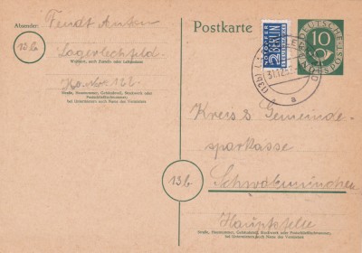 AMS - &amp;Icirc;NTREG POȘTAL, GERMANIA 1953, CIRCULAT foto
