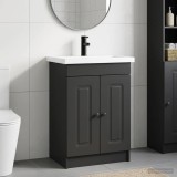 Cumpara ieftin Set de mobilier pentru baie Negru 56 x 37,5 x 81 cm
