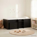 Cumpara ieftin Cadru de pat loft cu sertar cu usa 3 buc. Negru Lemn prelucrat