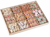 Set 144 ornamente brad Craciun lemn multicolor cu clips cm 2,5 x 3,5 H