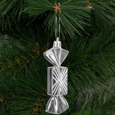 Set decorațiuni brad - Bomboane de Crăciun - argintii - 11 x 4 cm 58760B